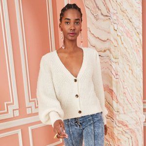 ULLA JOHNSON CREAM ‘POLLINE’ WOOL CARDIGAN